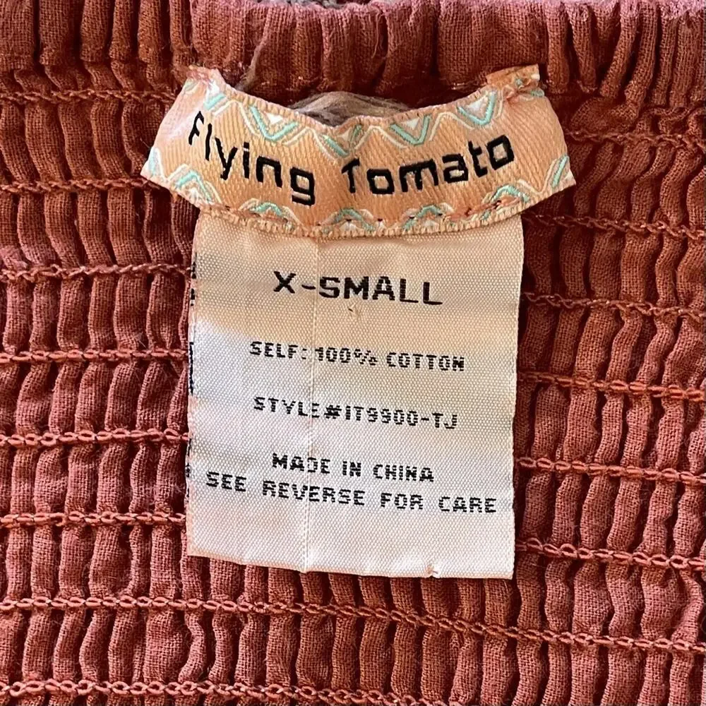 Flying Tomato Teen Off Shoulder Smocked Boho Top Size XS 0